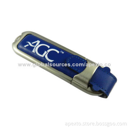 Blue Leather USB Flash Drive, Comes with Plug-and-play FunctionNew